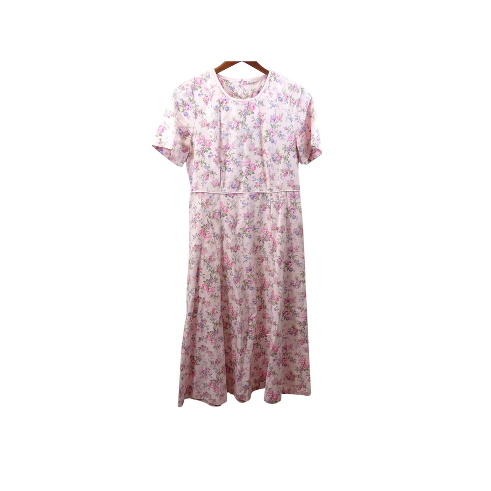 Therese The Childrens Collection Vintage Floral Linen Cotton Midi Dress Pink